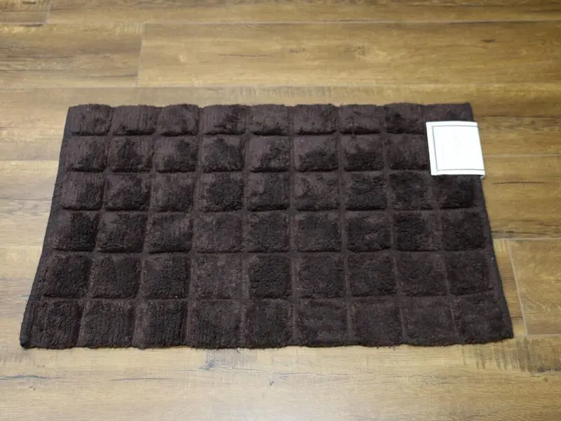 cotton squares bath mat black coffee 50x80cm