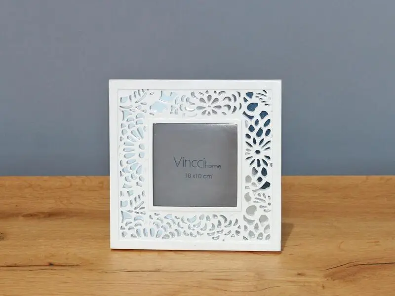 laser cut mirror frame in white