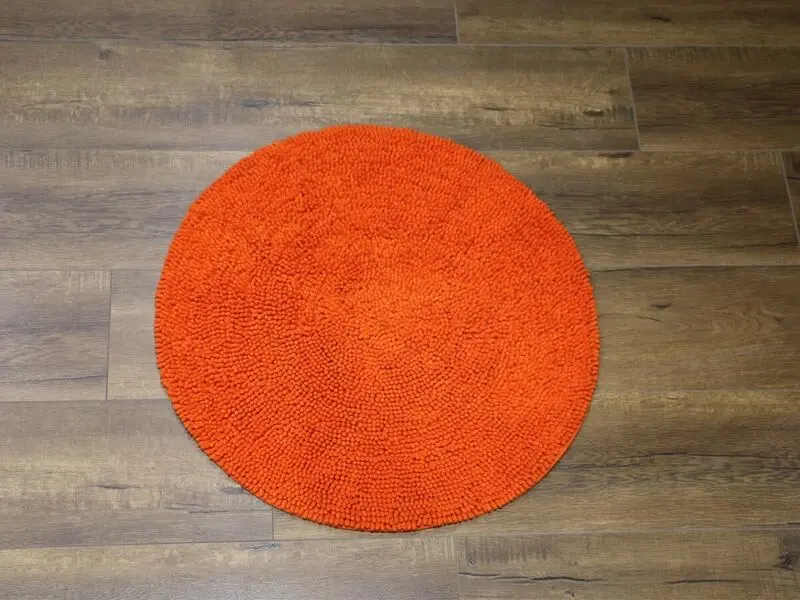 round chenille twigs bath mat tangerine 60cm