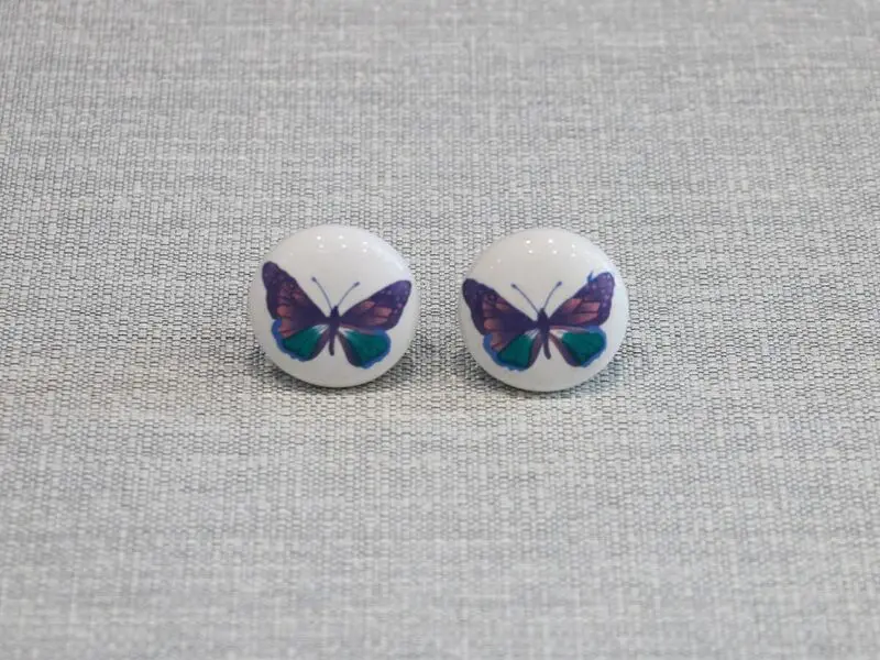 ceramic door knob with butterfly