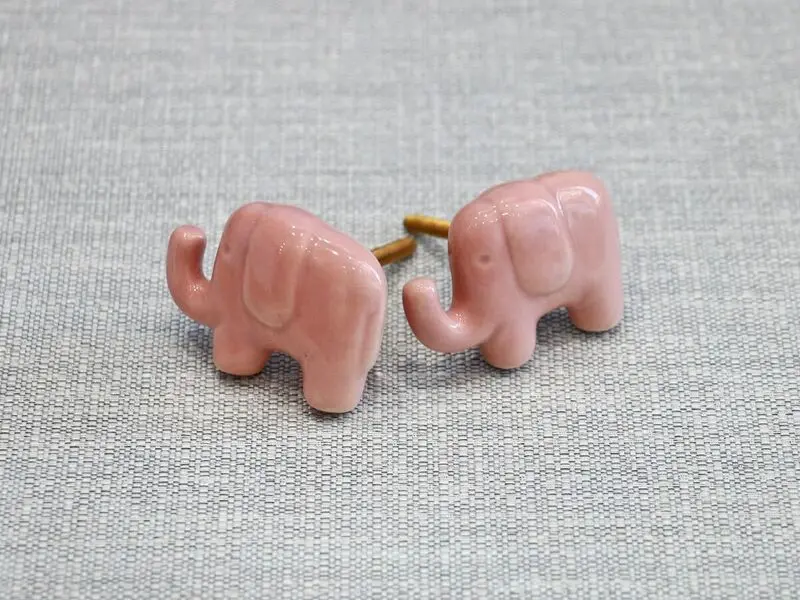 ceramic door knob elephant design pink