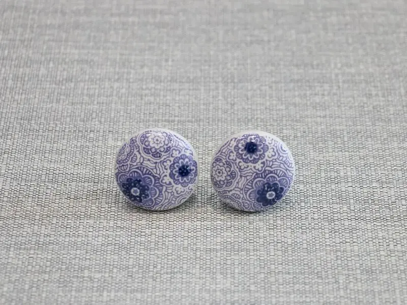 ceramic door knob with purple embroidery