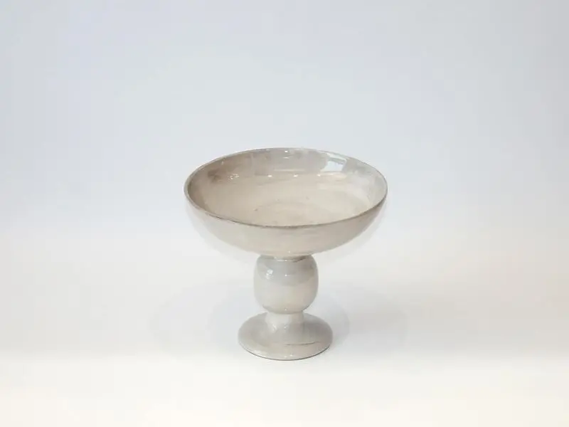 shiny greige wooden sculpted center piece