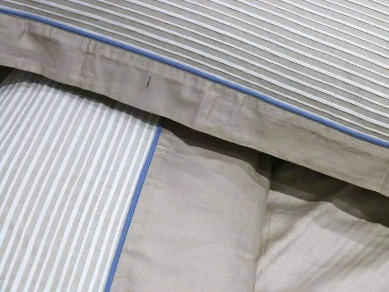 blue pleated bed set queen 100% cotton with two pillow covers
