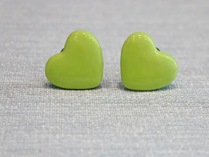 ceramic door knob heart design green