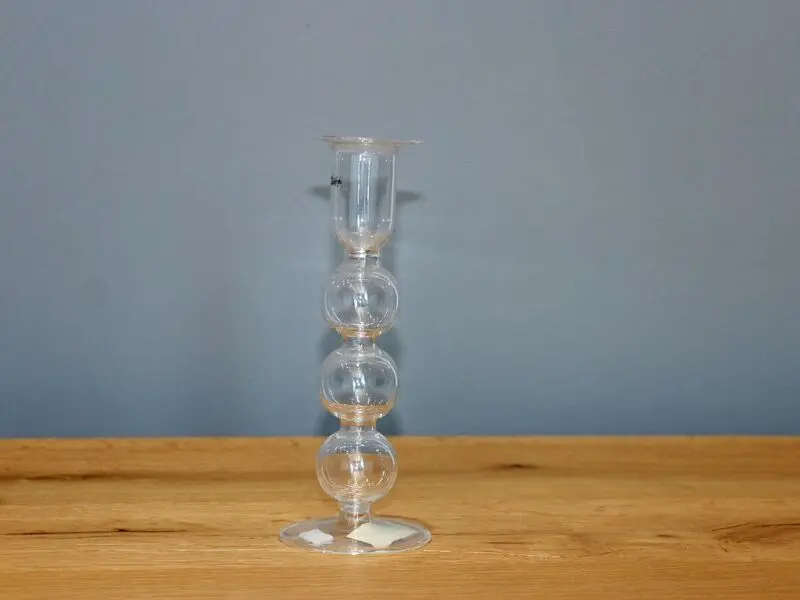 blown glass candle stick holder short