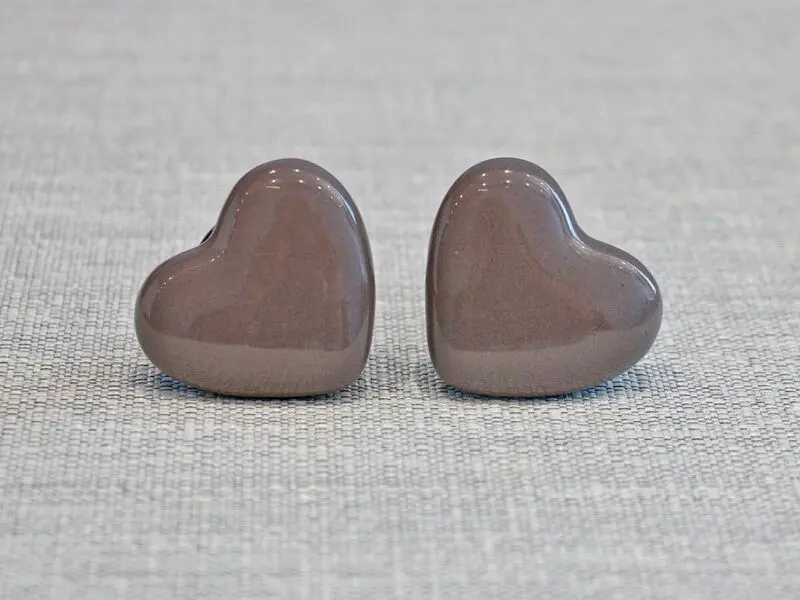 ceramic door knob heart design grey