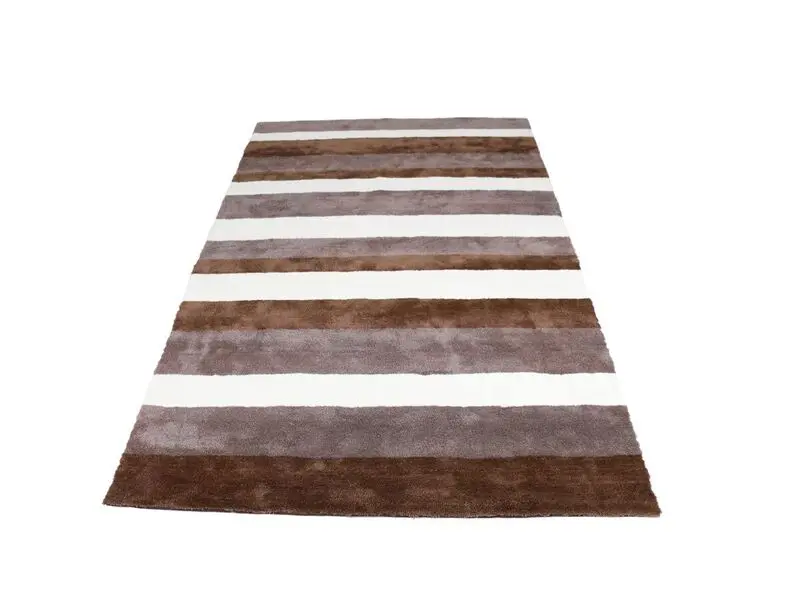 shaggy rug in brown stripes 160x230 cm