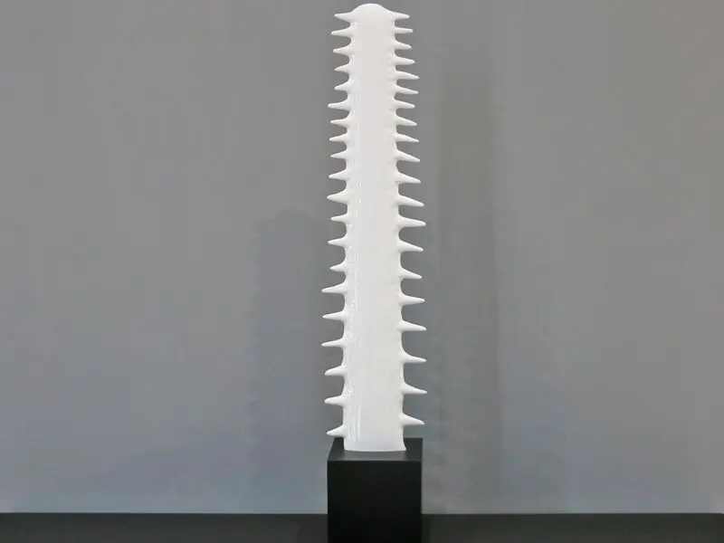 white glossy cactus with black base 84cm