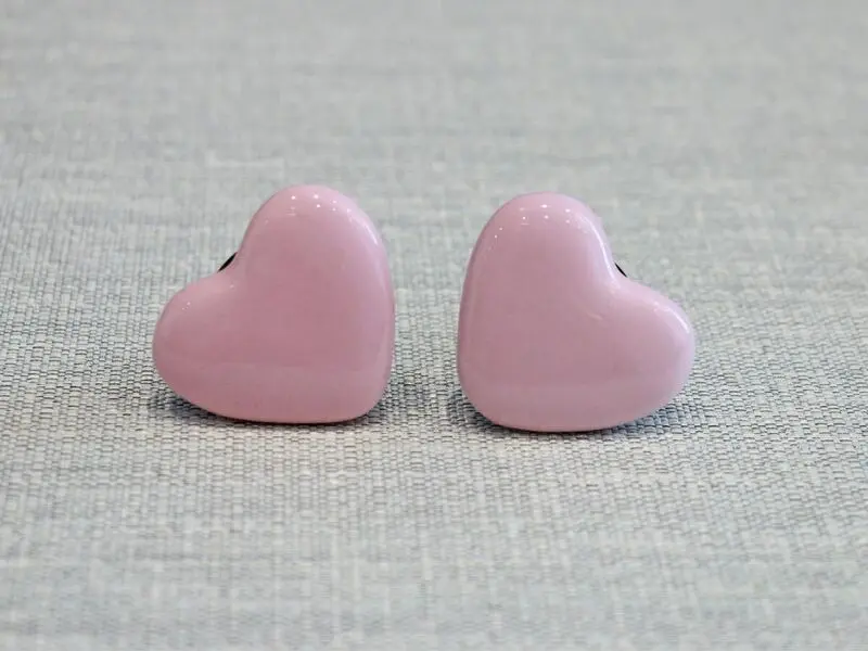 ceramic door knob heart design pink