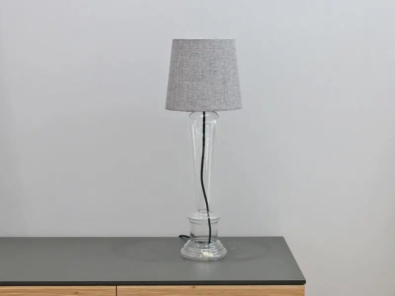crystal clear glass lamp with white shade