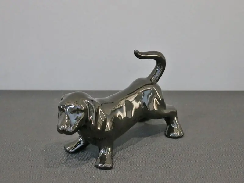 ceramic black glossy dog