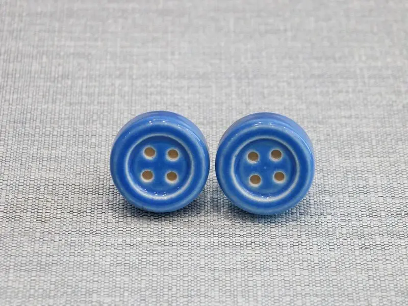 ceramic door knob button design blue