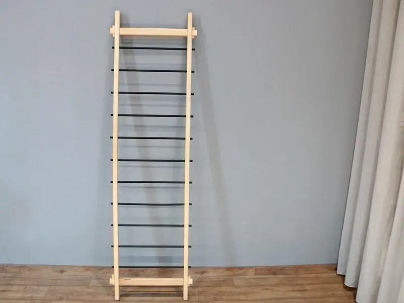 oak ladder hanger with metal