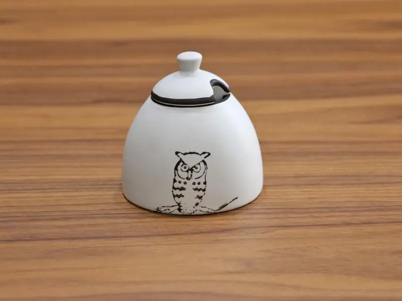 owl design sugar pot