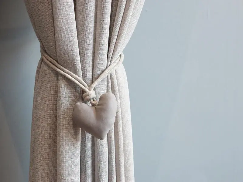 grey padded heart curtain tie