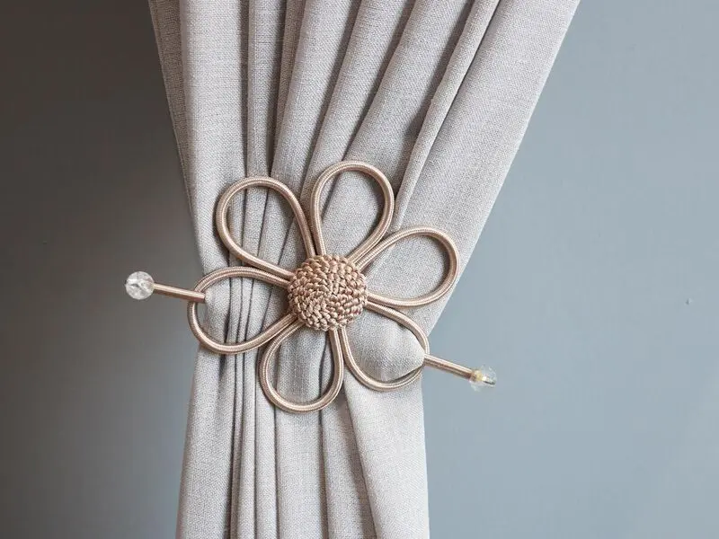 satin flower golden curtain tie