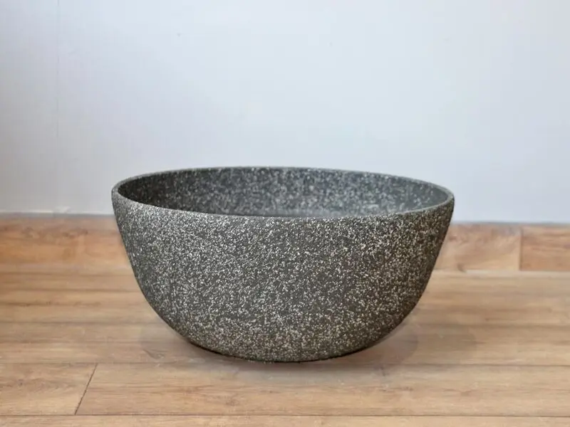 bonzai aged sanstone pot in black