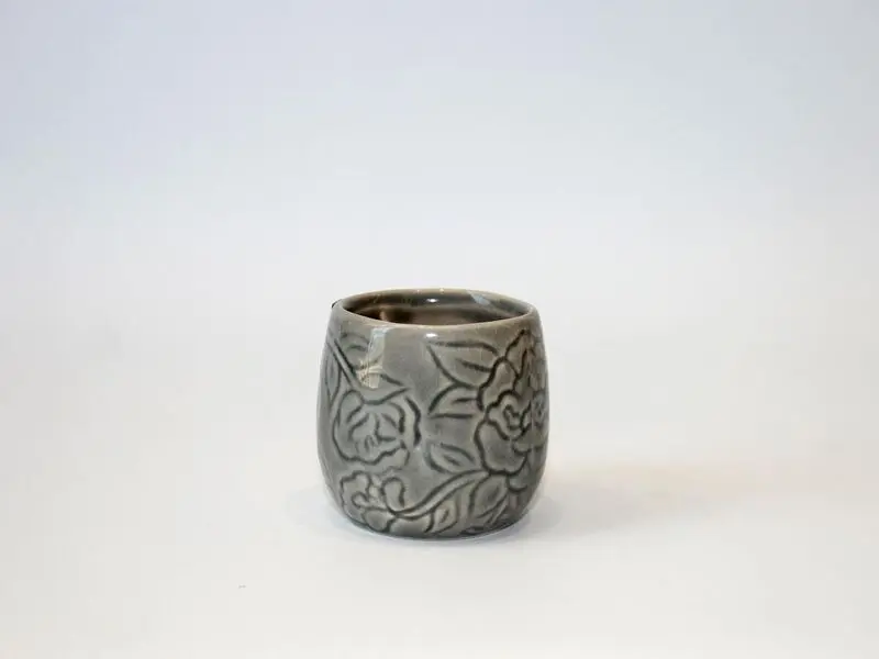 floral design grey mini pot