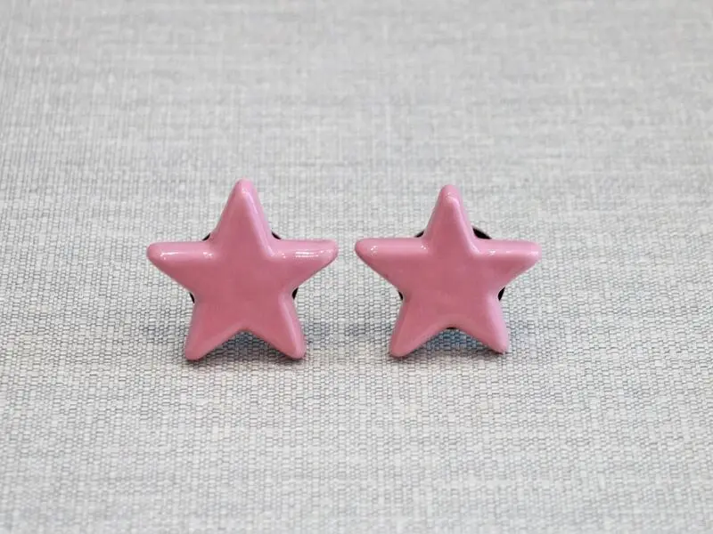 ceramic door knob star design pink