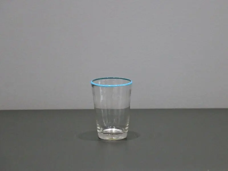 glass with blue rim