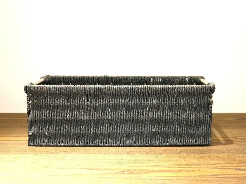 black rectangular basket large silver handed