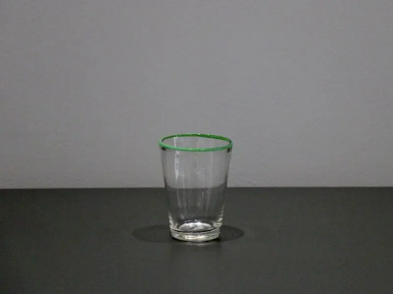 glass with green rim