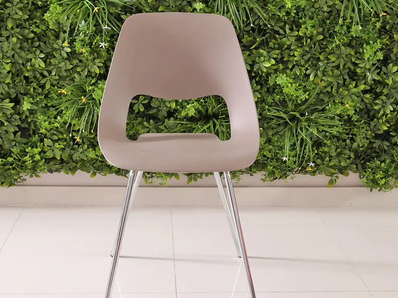 WARM GREY CHAIR-CHROMED LEG