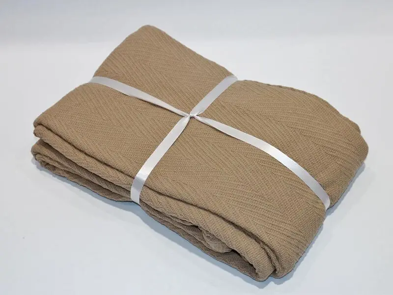 herringbone design blanket beige