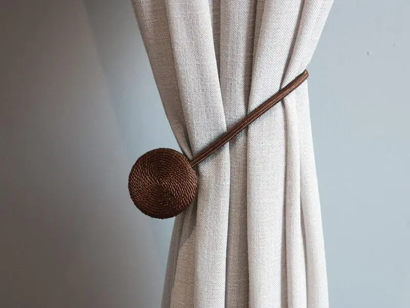 satin brown magnet curtain tie