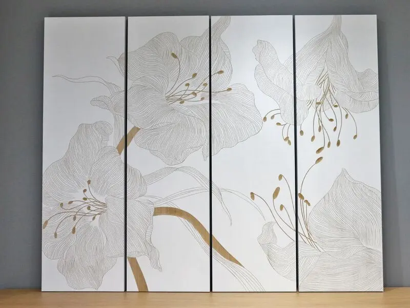 white handcrafted flowers 150x45x4cm (4pcs)