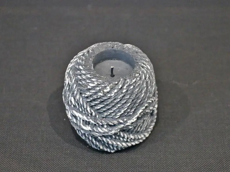 wool effect grey candle