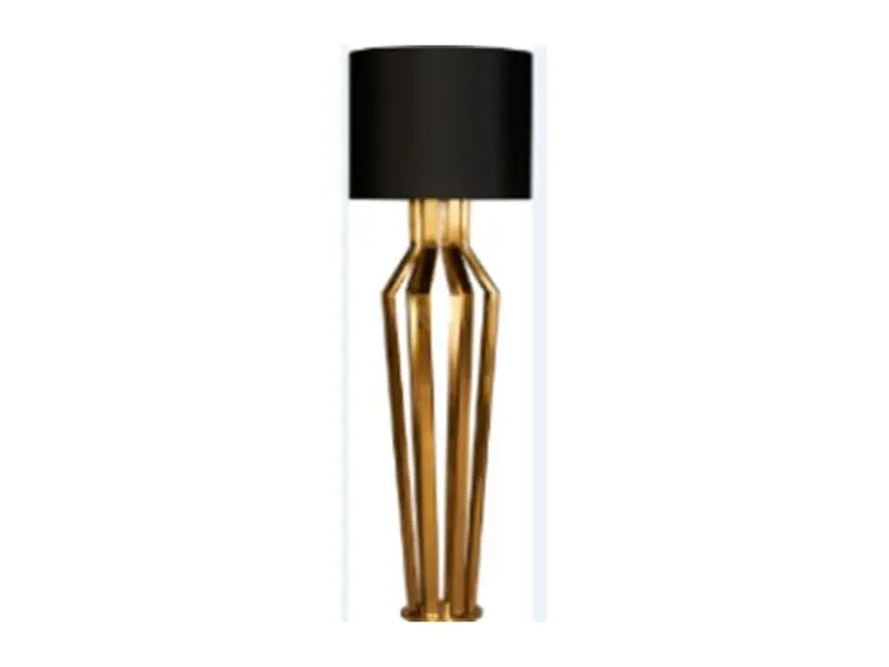 brass color floor lamp with black shade