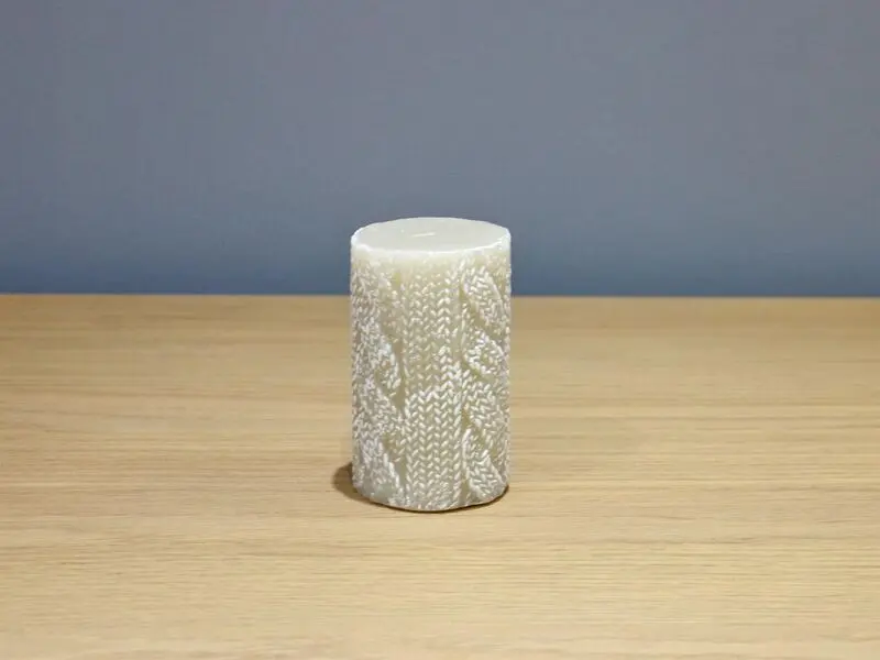 wool design beige candle 12.5 cm