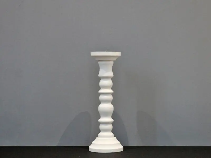 white wooden candle holder short