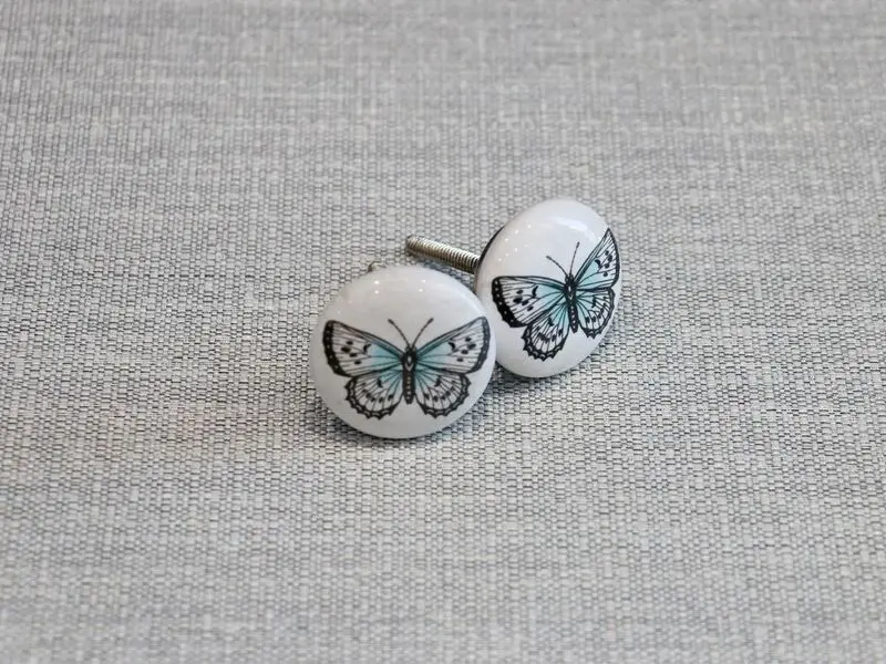 ceramic door knob butterfly
