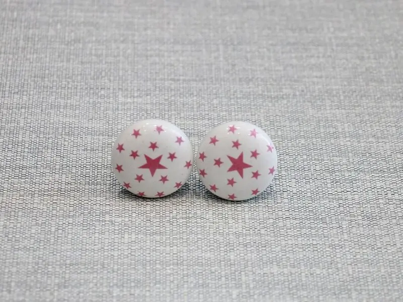 ceramic door knob with pink stars