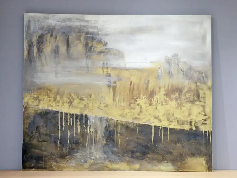 handpainted wall panel golden foothills 180x150x4cm