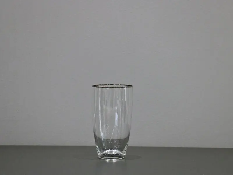 high glass with silver rim
