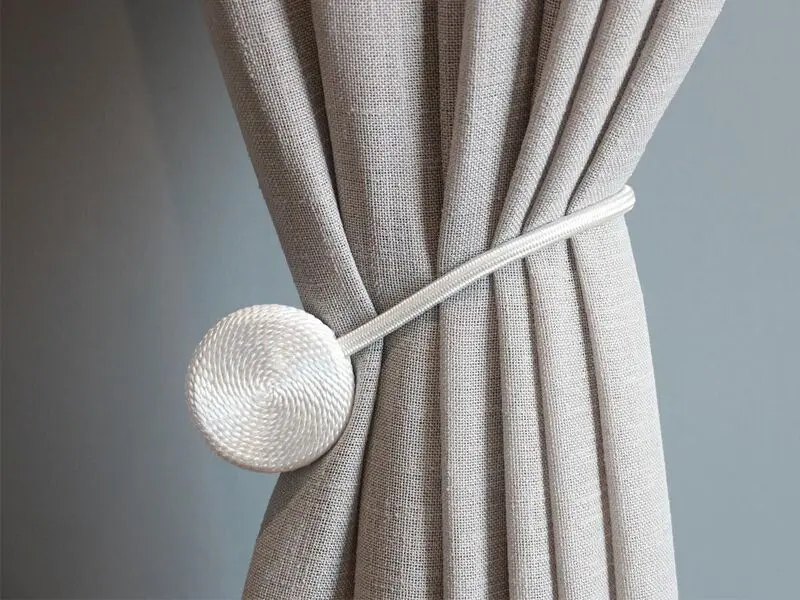 satin white magnet curtain tie