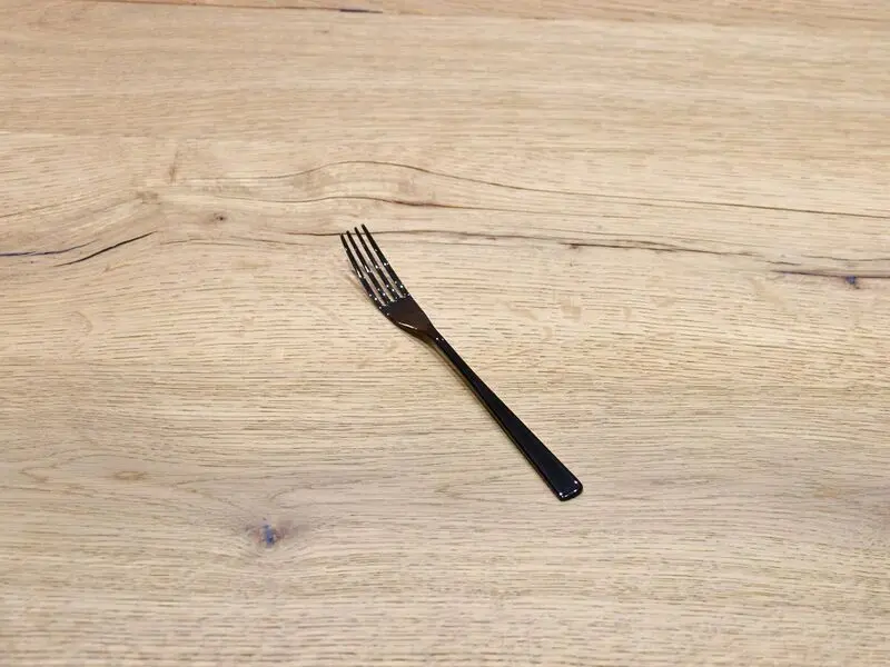 shiny stainless steel black coated dessert fork