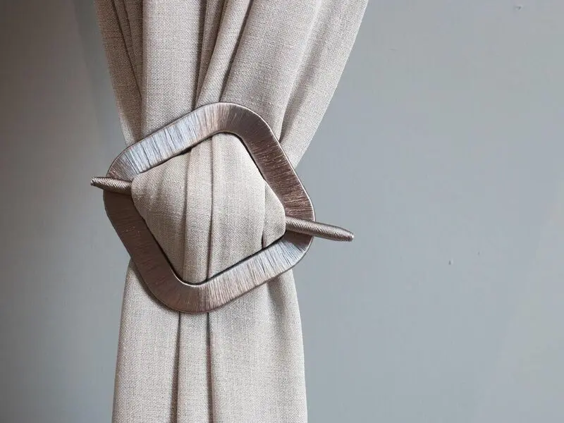 square satin grey curtain tie