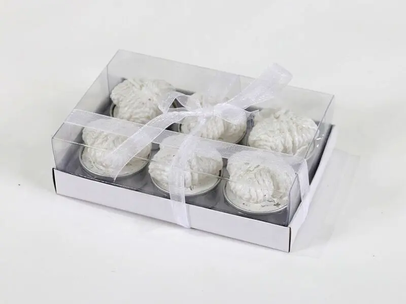 white heart mini candle (set of 6)