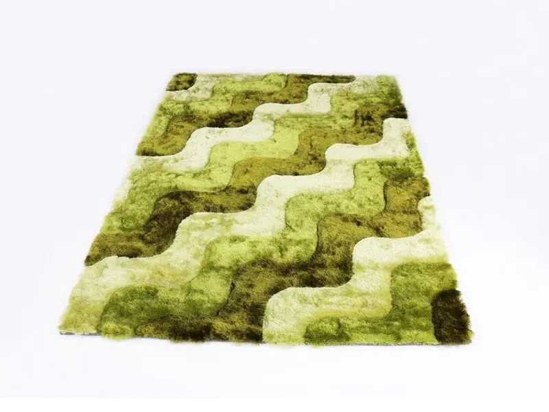 waves hand-tufted shaggy rug green 160x230 cm