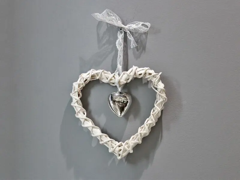 white willow heart with small silver color heart