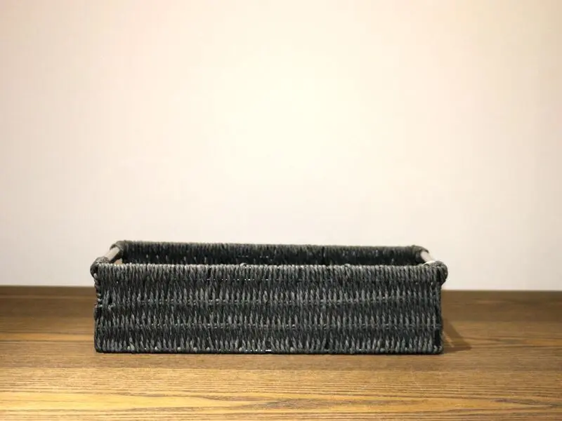 black rectangular basket small silver handed