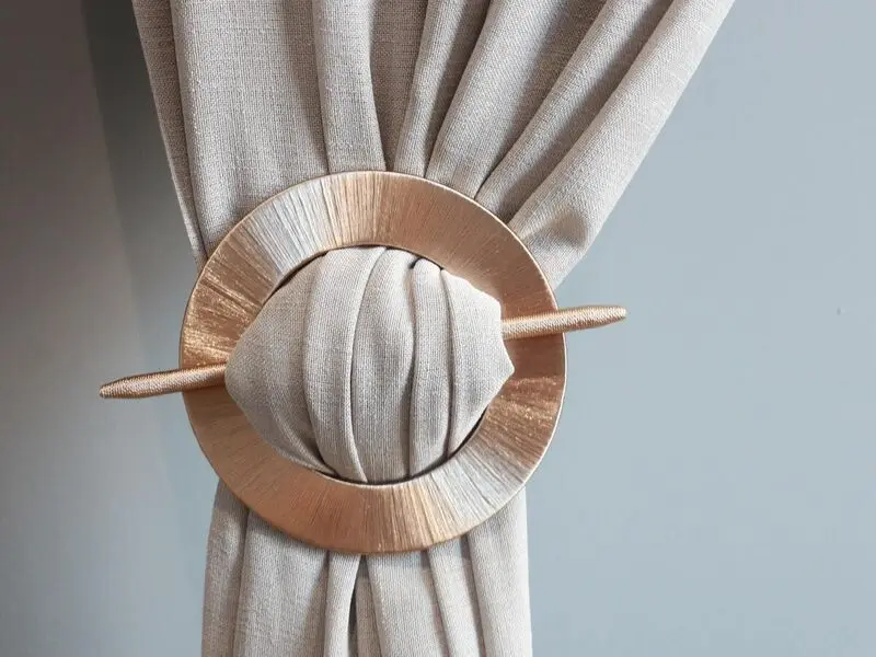 round satin gold curtain tie
