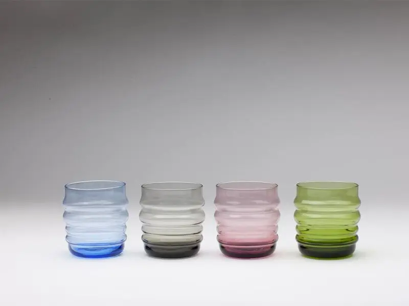 lined blue glass