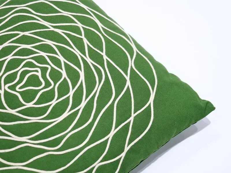 green cushion with flower 45x45 cm