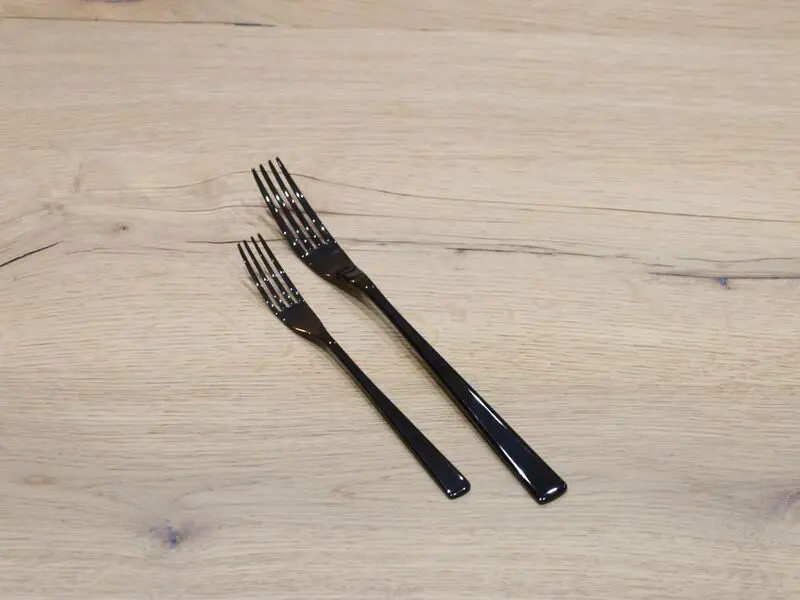 shiny stainless steel black coated table fork